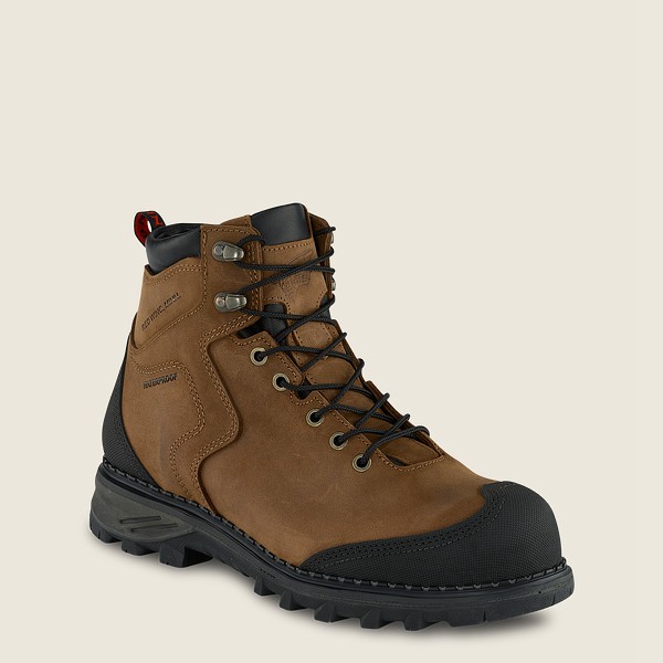 Red Wing Mens Burnside - 6-inch Waterproof Toe - Safety Boots Brown/Black - 0218OXQMD